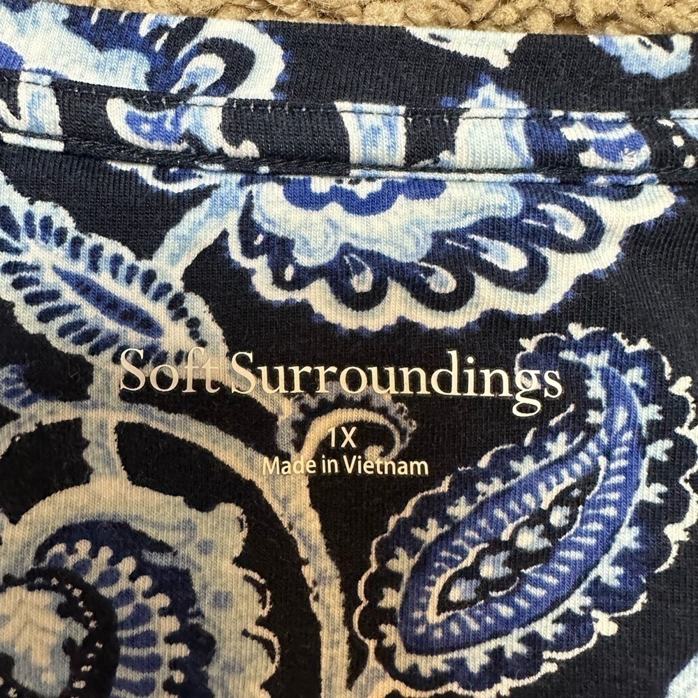 Soft Surroundings Blue Paisley Short Sleeve Tee - Picture 11 of 11
